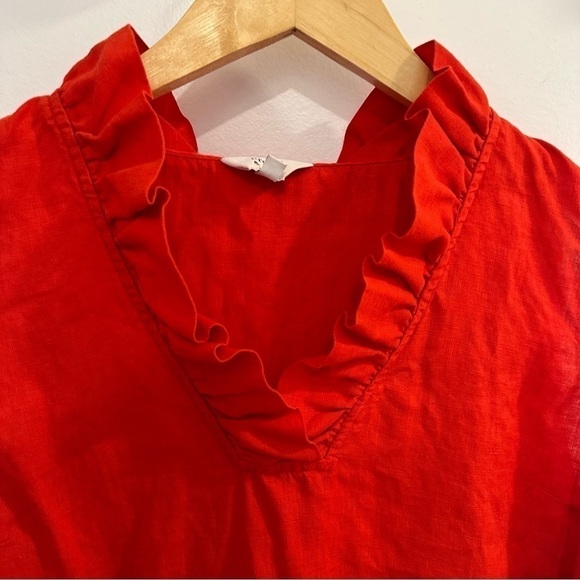 Crown & Ivy PXL ruffleneck red linen blouse - Picture 6 of 7